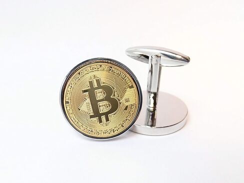 Gold Bitcoin Cufflinks - Presentation Box Included in Kuwait