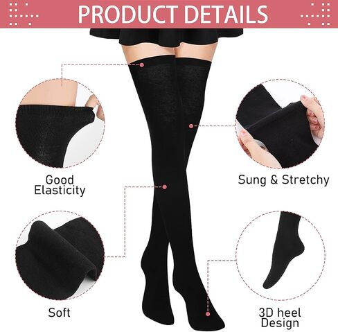 Yolev Extra Long Socks Thigh High Cotton Socks Extra Long Boot Stockings Over Knee Leg Warmers for Women in Saudi Arabia