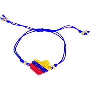 سوار رفيع مصنوع يدويًا من ميديلين - خرز ميوكي - ألوان كولومبيا وفنزويلا والإكوادور - عقدة منزلقة قابلة للتعديل in Kuwait