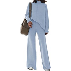 Shawhuwa Womens 2 Piece Outfit Set Long Sleeve Knit Pullover Sweater Top and Wide Leg Pants Sweatsuit in Saudi Arabia