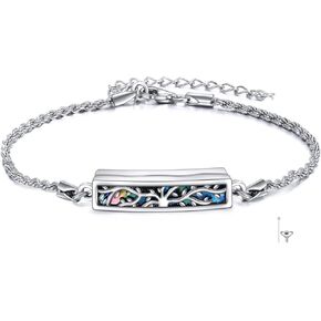 ONEFINITY Urn Bracelet for Ashes 925 Sterling Silver Abalone Shell Hummingbird/Dragonfly/Butterfly/Sunflower Cremation Jewelry for Ashes Keepsake Pendant Locket Bracelet for Women Mom in Saudi Arabia