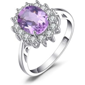 JewelryPalace Princess Diana Kate Middleton Class Gemstone Birthstone Sapphire Halo Engagement Rings for Women, Anniversary 14K White Yellow Rose Gold Plated 925 Sterling Silver Promise Rings for Her