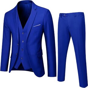 UNINUKOO Men Suits Slim Fit Dress 3 Piece 2 Button Wedding Formal Business Tuxedo Suit Jacket Pants Vest Set