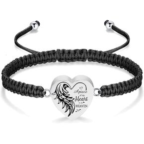 Yinplsmemory Cremation Jewelry Heart Urn Bracelet for Ashes for Women Men Adjustable Urn Cuff Bracelet for Human Pet Ashes Keepsake Memorial Jewelry