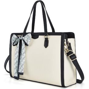 Missnine Laptop Tote Bag for Women 15.6 Inch Leather Work Bags Teacher Computer Purse Briefcase Handbag for Office, Travel