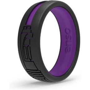 مجموعة Enso Rings Star Wars Lightsaber - حلقة سيليكون مزدوجة اللون - تصميم محفور - مريحة ومسامية وآمنة