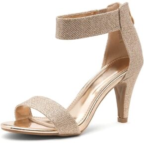 Herstyle Womens RROSE Chunky Low Heels Open Toe Ankle Strap Heeled Sandals with Back Zipper Dressy Pumps Shoes for Wedding Prom Party Office