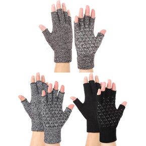 3 Pairs Winter Half Finger Knit Gloves Stretchy Texting Anti-Slip Winter Warm Knitted Fingerless Gloves for Women Men in Saudi Arabia