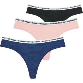 New Balance Women's Premium Performance Thong with Logo Printed Elastic Waistband, 3 or 6 Pack