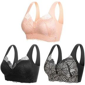 Lymphvity Detoxification and Shaping & Powerful Lifting Bra Women Wireless Lace Sports Sleep Lifting Bra Black/Full Black/Pink XL in Saudi Arabia