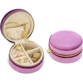 Benevolence LA Plush Velvet Travel Jewelry Box Organizer, Mini Travel Jewelry Case, Jewelry Travel Organizer, Travel Jewelry Organizer, Small Jewelry Box Travel, Jewelry Travel Box - Ocean Blue