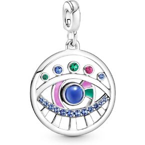 PANDORA The Eye Medallion سوار Charm Me أساور - مجوهرات نسائية مذهلة - هدية للنساء - مصنوعة من الفضة الاسترليني والمينا in Kuwait