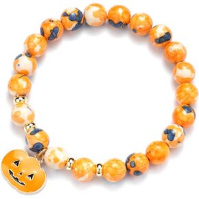 Lepida Pumpkin Charm Beaded Bracelet for Gift for Friend Stone Beads Stretch Bracelets for Men Women Halloween Jewerly in Kuwait