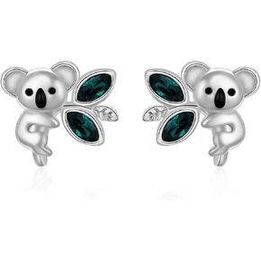 AOBOCO 925 Sterling Silver Panda/Koala/Owl/Turtle/Crab/Giraffe/Sloth Cute Animal Stud Earrings, Embellished with Crystals from Austria in Kuwait