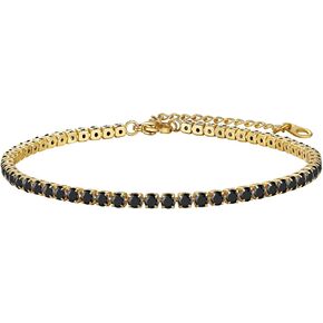 أساور الكاحل للتنس من FOCALOOK للنساء، خلخال مطلي بالذهب عيار 18 قيراط للنساء مقاوم للماء، خلخال زركونيا مكعب أنيق | الحجم 8.5-10.5 بوصة in Kuwait