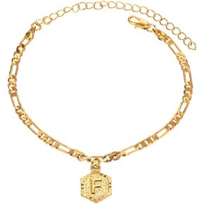 Initial Ankle Bracelets for Women Men, 18K Gold Silver Figaro Cuban Link Anklet Bracelet for Women Teen Girls, Custom Name Gold Anklet with Initials in Saudi Arabia