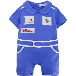 stylesilove Baby Boy Short Sleeves Chic Car Racer Cotton Romper Halloween Baby Boy Clothes