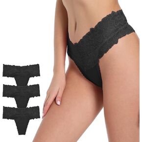 GAREDOB High Waist Retro Cotton Thong Pack of 6 Plus Size Panties for Women