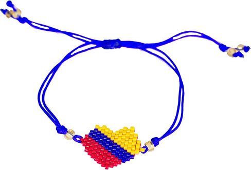 سوار رفيع مصنوع يدويًا من ميديلين - خرز ميوكي - ألوان كولومبيا وفنزويلا والإكوادور - عقدة منزلقة قابلة للتعديل in Kuwait