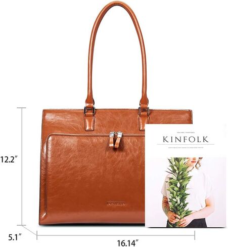 BOSTANTEN حقيبة جلدية للنساء خمر 15.6 بوصة حقيبة كمبيوتر محمول للنساء الأعمال حقيبة يد سوداء in Kuwait