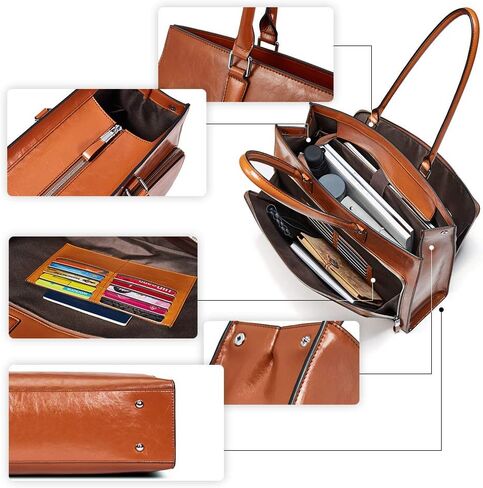 BOSTANTEN حقيبة جلدية للنساء خمر 15.6 بوصة حقيبة كمبيوتر محمول للنساء الأعمال حقيبة يد سوداء in Kuwait