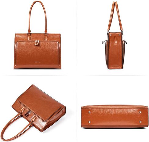 BOSTANTEN حقيبة جلدية للنساء خمر 15.6 بوصة حقيبة كمبيوتر محمول للنساء الأعمال حقيبة يد سوداء in Kuwait