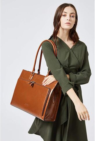 BOSTANTEN حقيبة جلدية للنساء خمر 15.6 بوصة حقيبة كمبيوتر محمول للنساء الأعمال حقيبة يد سوداء in Kuwait