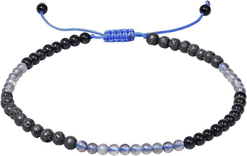 Jewever Anklet Bracelet For Women Tiger Eye/Lava Rock/Black Obsidian Healing Crystals Good Luck Gemstone Essential Oils Diffuser Jewelry in Saudi Arabia
