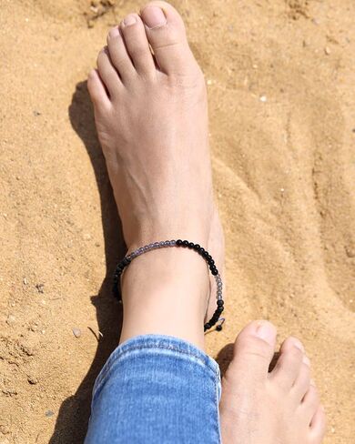 Jewever Anklet Bracelet For Women Tiger Eye/Lava Rock/Black Obsidian Healing Crystals Good Luck Gemstone Essential Oils Diffuser Jewelry in Saudi Arabia