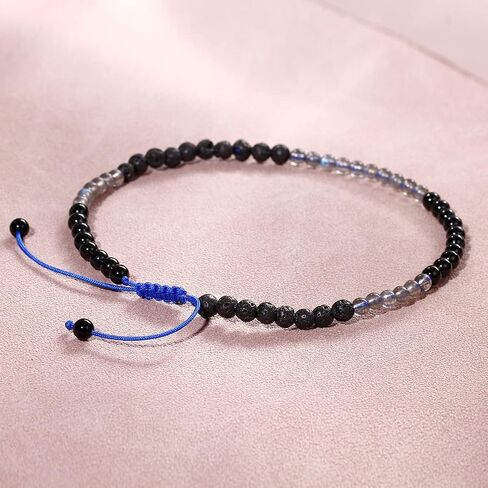 Jewever Anklet Bracelet For Women Tiger Eye/Lava Rock/Black Obsidian Healing Crystals Good Luck Gemstone Essential Oils Diffuser Jewelry in Saudi Arabia