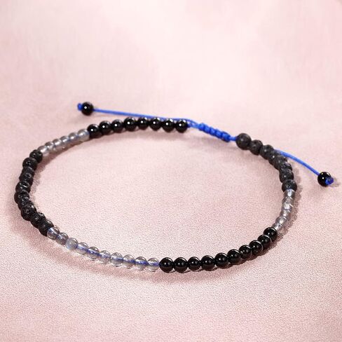 Jewever Anklet Bracelet For Women Tiger Eye/Lava Rock/Black Obsidian Healing Crystals Good Luck Gemstone Essential Oils Diffuser Jewelry in Saudi Arabia