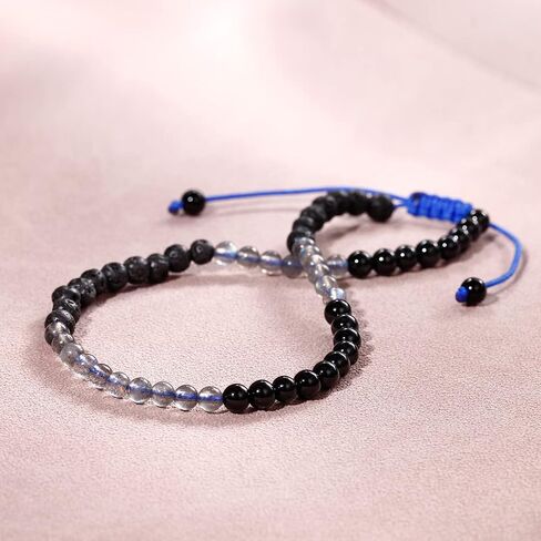 Jewever Anklet Bracelet For Women Tiger Eye/Lava Rock/Black Obsidian Healing Crystals Good Luck Gemstone Essential Oils Diffuser Jewelry in Saudi Arabia