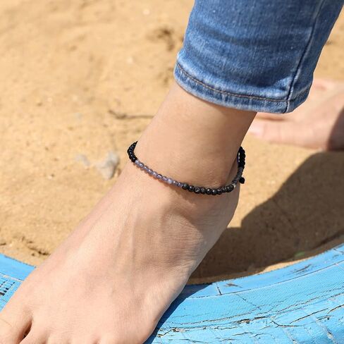 Jewever Anklet Bracelet For Women Tiger Eye/Lava Rock/Black Obsidian Healing Crystals Good Luck Gemstone Essential Oils Diffuser Jewelry in Saudi Arabia