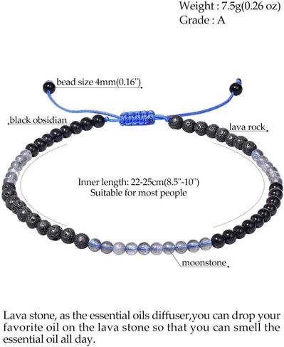 Jewever Anklet Bracelet For Women Tiger Eye/Lava Rock/Black Obsidian Healing Crystals Good Luck Gemstone Essential Oils Diffuser Jewelry in Saudi Arabia