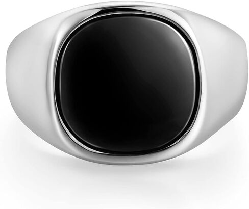 خواتم TRUMIUM مطلية بالذهب عيار 18 قيراط للرجال والنساء مرصعة بالعقيق الأسود والذهبي الفضي وخفيفة الوزن وسميكة وخاتم مريح مناسب مقاس 7-13 in Kuwait