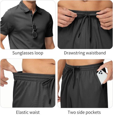 MoFiz قميص بولو رجالي شورت مجموعة ملابس الصيف خفيفة الوزن عادية كم قصير بدلة بولو للرجال 2 قطعة شورت بدلة رياضية in Kuwait