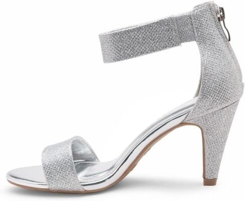 Herstyle Womens RROSE Chunky Low Heels Open Toe Ankle Strap Heeled Sandals with Back Zipper Dressy Pumps Shoes for Wedding Prom Party Office in Kuwait