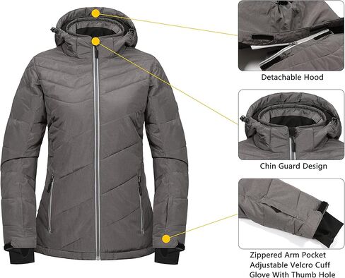 Little Donkey Andy Women's Warm Windproof Ski Insulated Jacket Water Repellent Winter Snowboarding Snow Coat in Kuwait