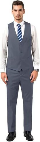 Mens Suit Slim Fit Suits for Men 2 Pieces Tuxedo Vest Pants Set Wedding Prom Waistcoat & Trousers in Kuwait