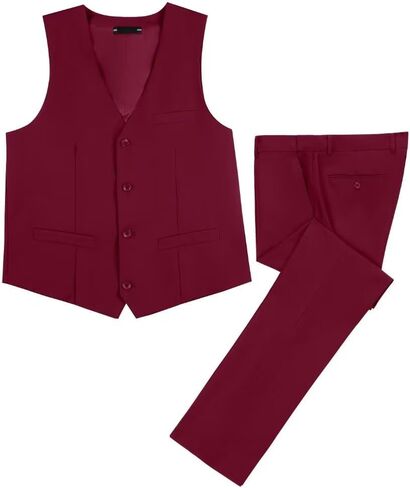 Mens Suit Slim Fit Suits for Men 2 Pieces Tuxedo Vest Pants Set Wedding Prom Waistcoat & Trousers in Kuwait