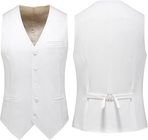 بدلات MOGU الرجالية المكونة من 3 قطع مزدوجة الصدر بمقاس نحيف باللونين الأسود والأبيض لحفلات الزفاف والعشاء وحفلات التخرج in Kuwait