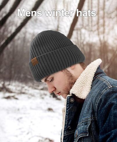 ZTL Merino Wool Beanie Hats for Men Women, Thick Warm Fleece Lined Knit Winter Hat Cuffed Beanie Stocking Hats Ski Skull Cap in Saudi Arabia