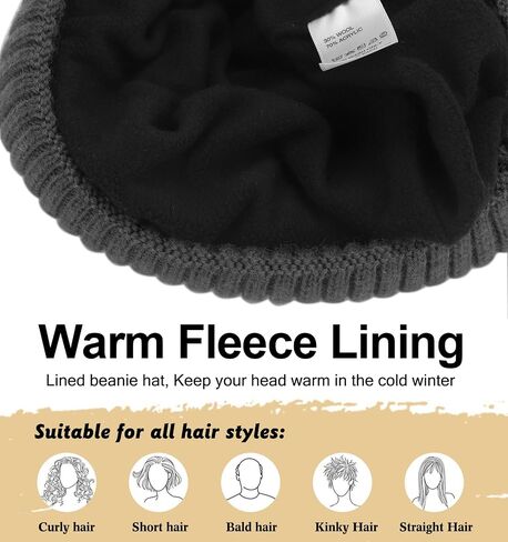ZTL Merino Wool Beanie Hats for Men Women, Thick Warm Fleece Lined Knit Winter Hat Cuffed Beanie Stocking Hats Ski Skull Cap in Saudi Arabia