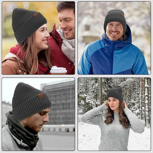 ZTL Merino Wool Beanie Hats for Men Women, Thick Warm Fleece Lined Knit Winter Hat Cuffed Beanie Stocking Hats Ski Skull Cap in Saudi Arabia