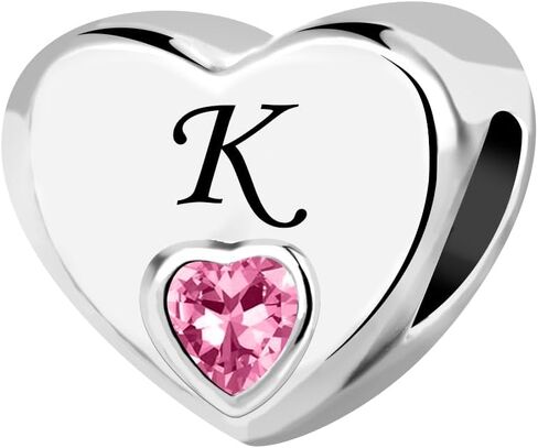 KunBead الأولي A-Z حرف الحب الوردي القلب الأبجدية الخرز سحر متوافق مع أساور باندورا سحر للنساء in Kuwait