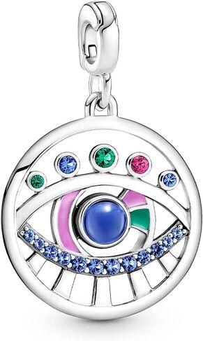 PANDORA The Eye Medallion سوار Charm Me أساور - مجوهرات نسائية مذهلة - هدية للنساء - مصنوعة من الفضة الاسترليني والمينا in Kuwait