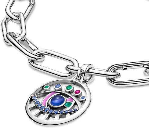 PANDORA The Eye Medallion سوار Charm Me أساور - مجوهرات نسائية مذهلة - هدية للنساء - مصنوعة من الفضة الاسترليني والمينا in Kuwait