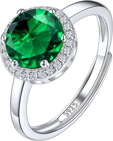 Suplight 925 Sterling Silver Round Shape/Heart/Square/Pear Shape Halo Birthstone Ring, Sparkling Solitaire Engagement Wedding Rings for Women (with Gift Box) in Kuwait