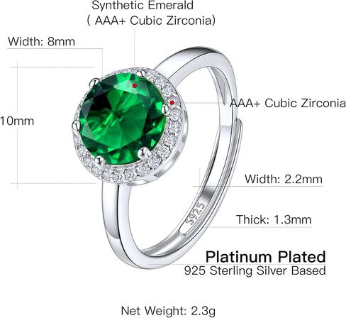 Suplight 925 Sterling Silver Round Shape/Heart/Square/Pear Shape Halo Birthstone Ring, Sparkling Solitaire Engagement Wedding Rings for Women (with Gift Box) in Kuwait
