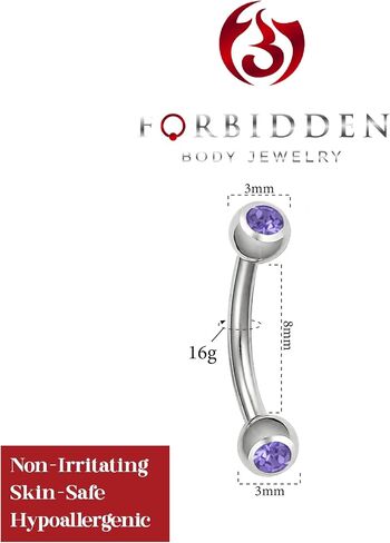 Forbidden Body Jewelry 16G Daith Earrings Surgical Steel Rook Eyebrow Earring Double Gem CZ Barbell Piercing Jewelry for Women Men in Kuwait
